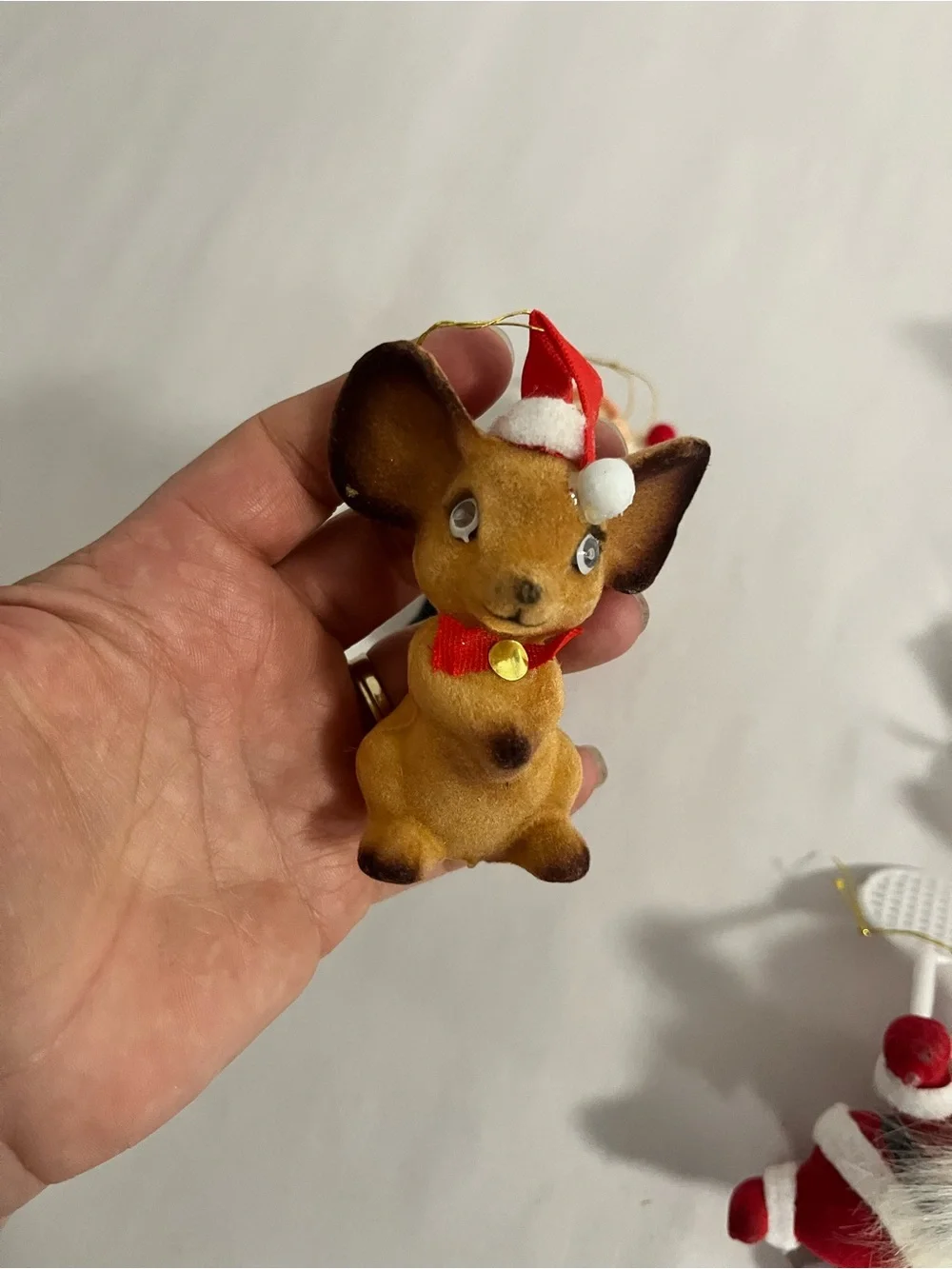 7 vintage flocked ornaments